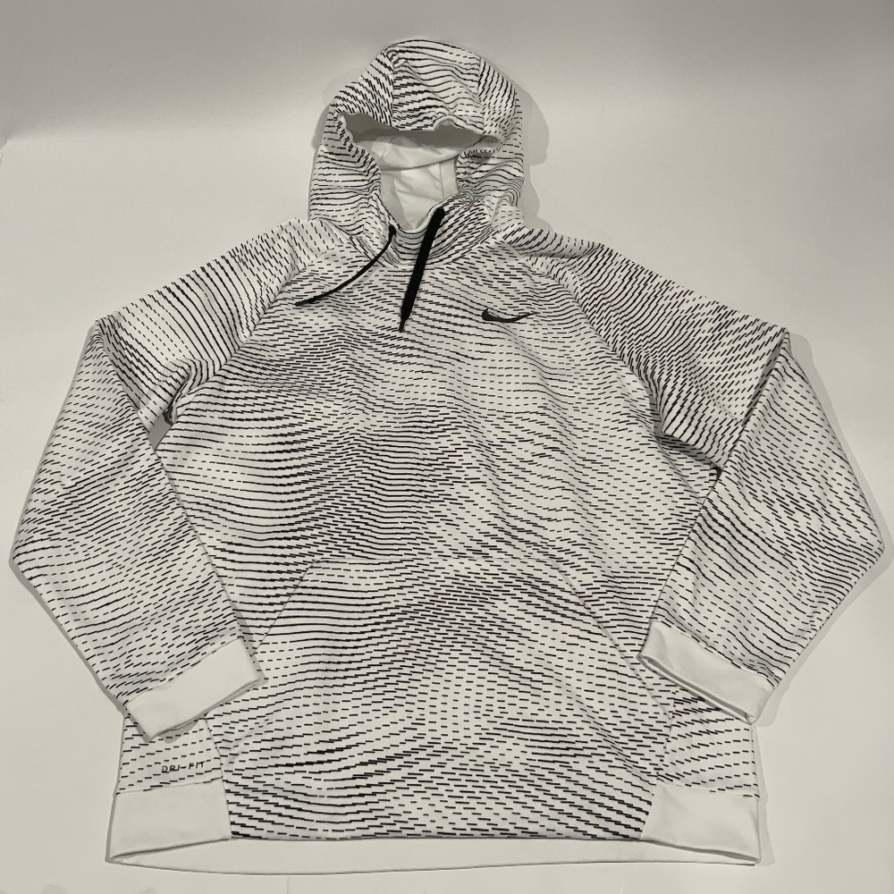 Nike Therma Storm Pullover Training Hoodie White Black 860481-100